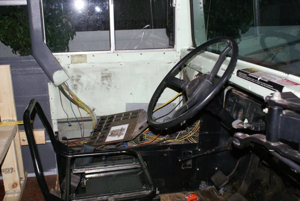 The driver area and dash during the rebuild