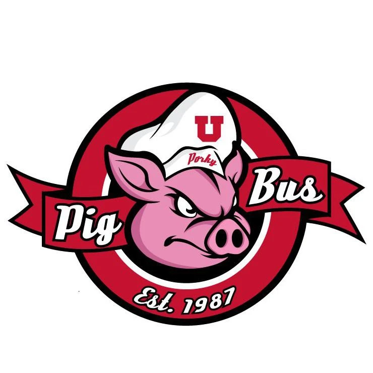 The Utah Pig Bus logo: a pig in a chef hat on a red roundel